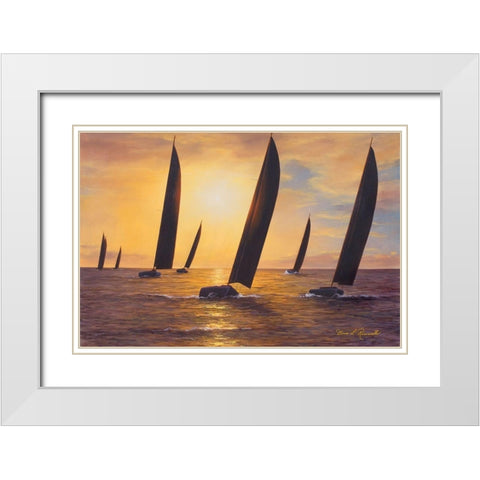 Into the Sunset White Modern Wood Framed Art Print with Double Matting by Romanello, Diane