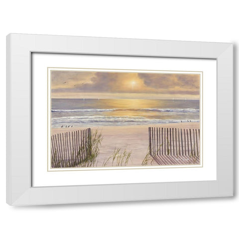 Beach Light White Modern Wood Framed Art Print with Double Matting by Romanello, Diane
