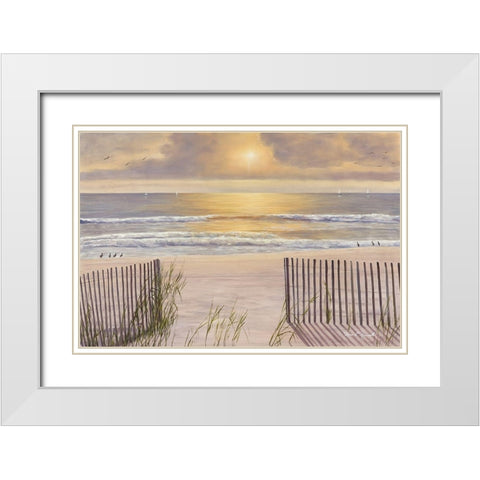 Beach Light White Modern Wood Framed Art Print with Double Matting by Romanello, Diane
