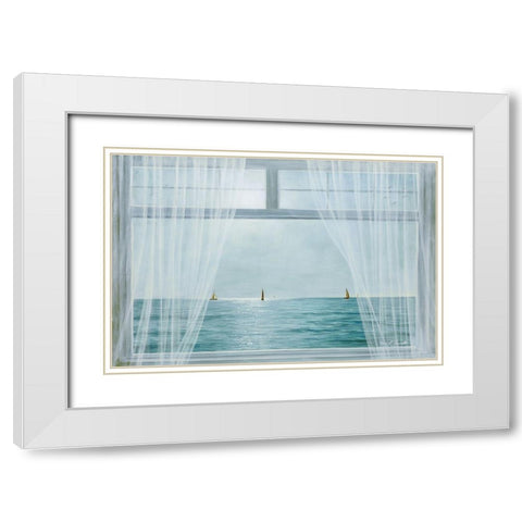 Morning View White Modern Wood Framed Art Print with Double Matting by Romanello, Diane