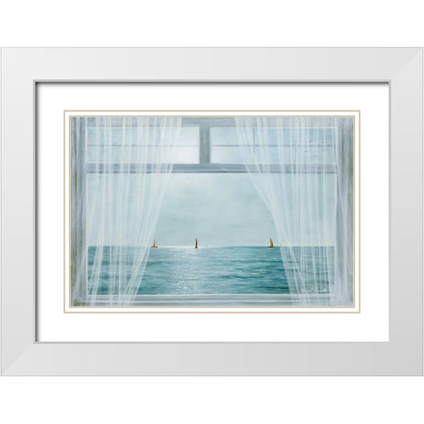 Morning View White Modern Wood Framed Art Print with Double Matting by Romanello, Diane