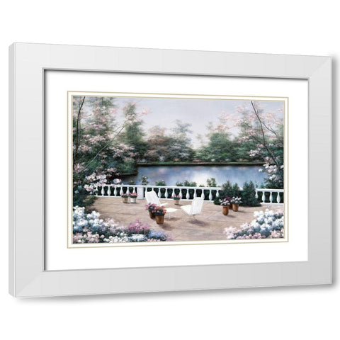 Terrace View White Modern Wood Framed Art Print with Double Matting by Romanello, Diane
