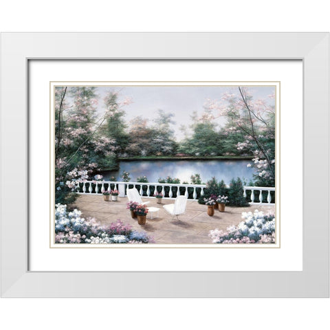 Terrace View White Modern Wood Framed Art Print with Double Matting by Romanello, Diane