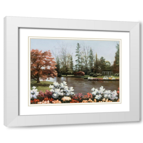 Lakeside View White Modern Wood Framed Art Print with Double Matting by Romanello, Diane