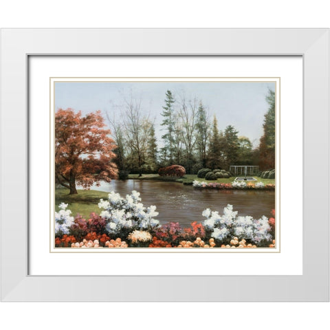 Lakeside View White Modern Wood Framed Art Print with Double Matting by Romanello, Diane