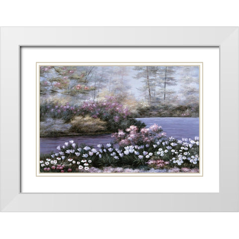 Still Waters White Modern Wood Framed Art Print with Double Matting by Romanello, Diane