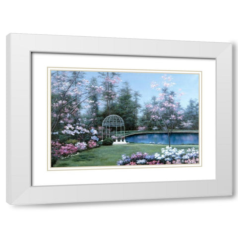 Lakeside Gazebo White Modern Wood Framed Art Print with Double Matting by Romanello, Diane
