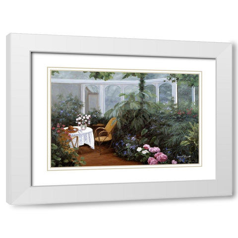 Garden and Tea Room White Modern Wood Framed Art Print with Double Matting by Romanello, Diane