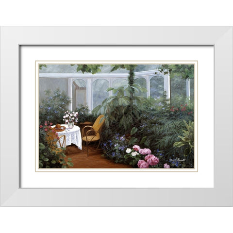 Garden and Tea Room White Modern Wood Framed Art Print with Double Matting by Romanello, Diane