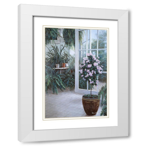 Patio Light White Modern Wood Framed Art Print with Double Matting by Romanello, Diane