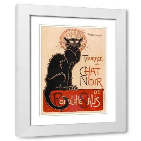 Chat Noir White Modern Wood Framed Art Print with Double Matting by Steinlen, Theophile