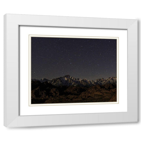 Mount Whitney Moon and Stars White Modern Wood Framed Art Print with Double Matting by Severn, Shawn/Corinne