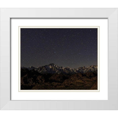 Mount Whitney Moon and Stars White Modern Wood Framed Art Print with Double Matting by Severn, Shawn/Corinne