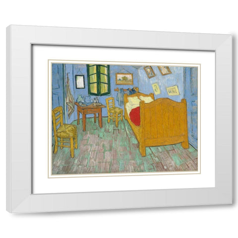 The Bedroom 1888 White Modern Wood Framed Art Print with Double Matting by Van Gogh, Vincent