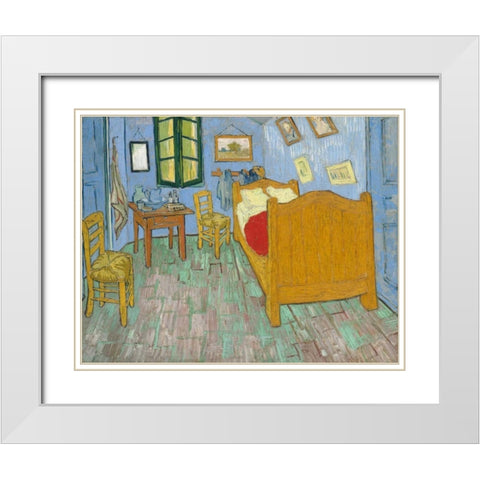 The Bedroom 1888 White Modern Wood Framed Art Print with Double Matting by Van Gogh, Vincent