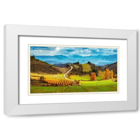 Navarra White Modern Wood Framed Art Print with Double Matting by Van de Goor, Lars