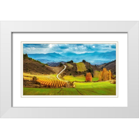 Navarra White Modern Wood Framed Art Print with Double Matting by Van de Goor, Lars