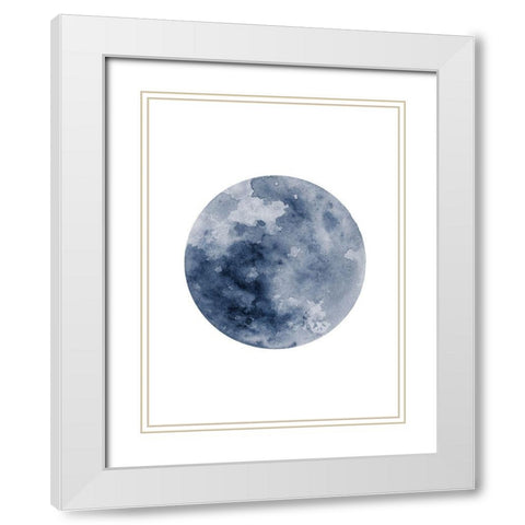 Blue Moon White Modern Wood Framed Art Print with Double Matting by Wong, Brandon
