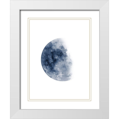 Blue Moon Waning No. 1 White Modern Wood Framed Art Print with Double Matting by Wong, Brandon