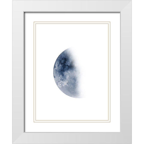 Blue Moon Waning No. 2 White Modern Wood Framed Art Print with Double Matting by Wong, Brandon