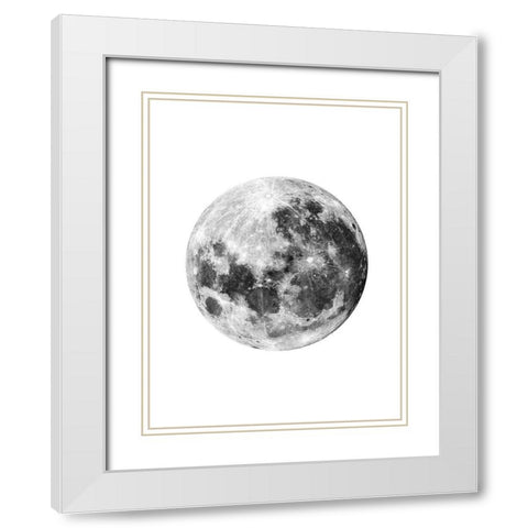 Full Moon White Modern Wood Framed Art Print with Double Matting by Wong, Brandon
