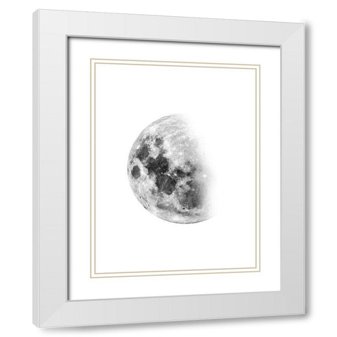 Moon Waning No. 1 White Modern Wood Framed Art Print with Double Matting by Wong, Brandon