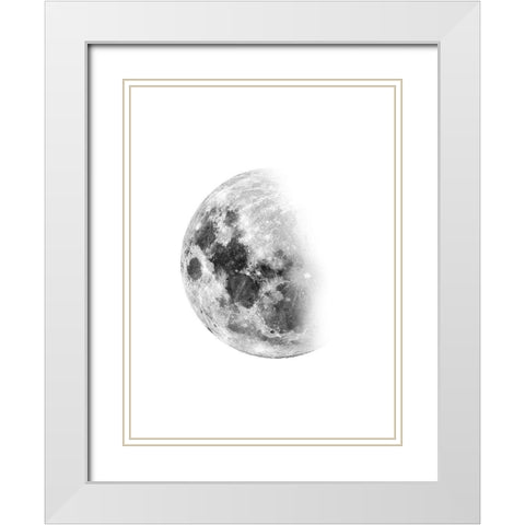 Moon Waning No. 1 White Modern Wood Framed Art Print with Double Matting by Wong, Brandon