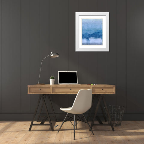 Cerulean Abstract White Modern Wood Framed Art Print with Double Matting by Wiley, Marta
