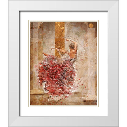 Temple Dancer No. 1 White Modern Wood Framed Art Print with Double Matting by Wiley, Marta