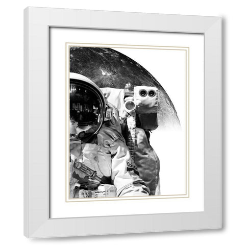 Modern Astronaut No. 1 White Modern Wood Framed Art Print with Double Matting by Wong, Brandon