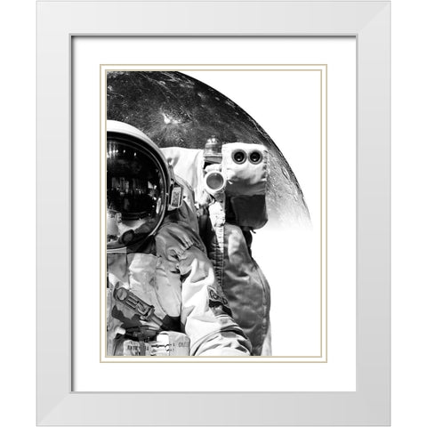 Modern Astronaut No. 1 White Modern Wood Framed Art Print with Double Matting by Wong, Brandon