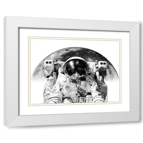 Modern Astronaut No. 2 White Modern Wood Framed Art Print with Double Matting by Wong, Brandon