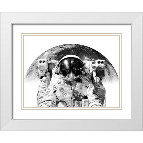 Modern Astronaut No. 2 White Modern Wood Framed Art Print with Double Matting by Wong, Brandon