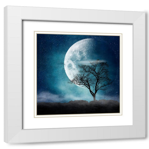 Moon Blues White Modern Wood Framed Art Print with Double Matting by Wustenhagen, Dirk