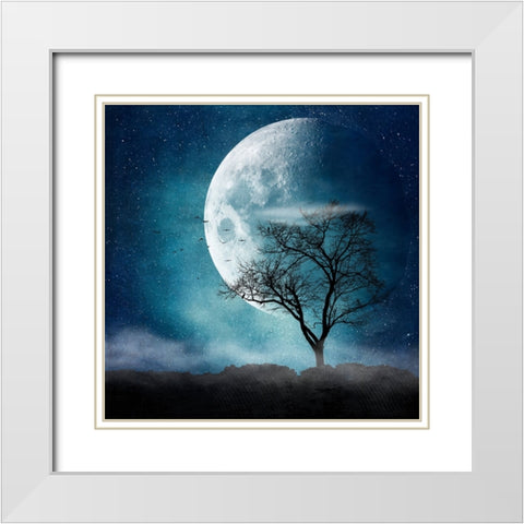 Moon Blues White Modern Wood Framed Art Print with Double Matting by Wustenhagen, Dirk
