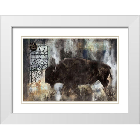 Buffalo White Modern Wood Framed Art Print with Double Matting by Wiley, Marta