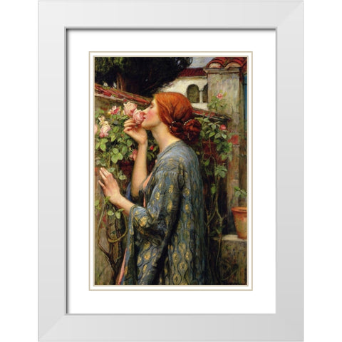 The Soul of the Rose White Modern Wood Framed Art Print with Double Matting by Waterhouse, John William