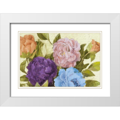Newly Blossomed Peonies White Modern Wood Framed Art Print with Double Matting by Loreth, Lanie