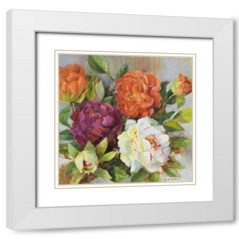 Fresh Cut Peonies White Modern Wood Framed Art Print with Double Matting by Loreth, Lanie