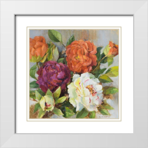 Fresh Cut Peonies White Modern Wood Framed Art Print with Double Matting by Loreth, Lanie