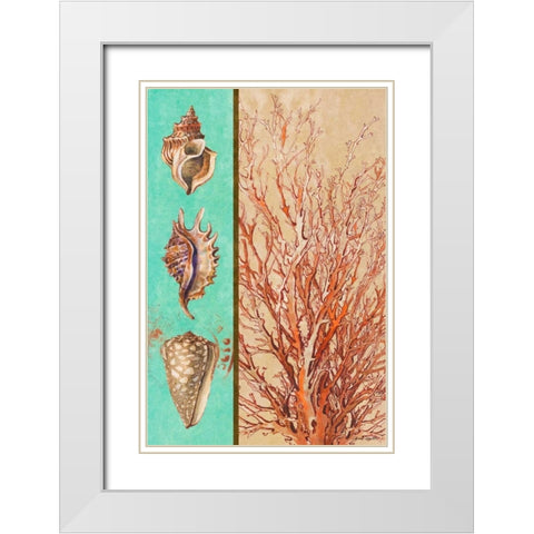 Coral and Sea Shells I White Modern Wood Framed Art Print with Double Matting by Loreth, Lanie