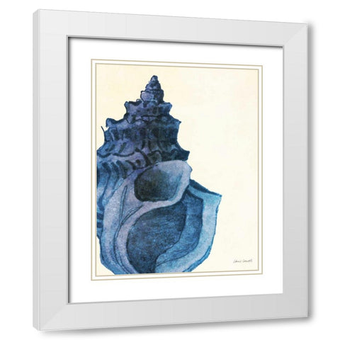 Blue Shell I White Modern Wood Framed Art Print with Double Matting by Loreth, Lanie
