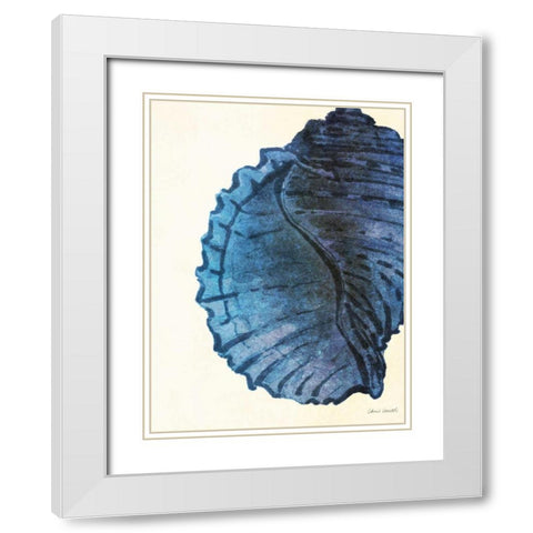 Blue Shell III White Modern Wood Framed Art Print with Double Matting by Loreth, Lanie