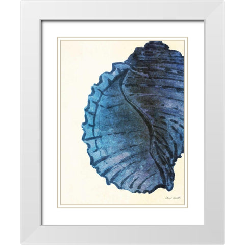 Blue Shell III White Modern Wood Framed Art Print with Double Matting by Loreth, Lanie