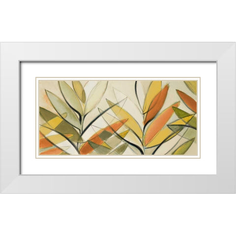 Autumn Palm Abstract Panel White Modern Wood Framed Art Print with Double Matting by Loreth, Lanie
