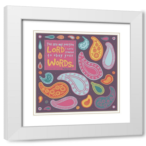 Inspired Paisley II White Modern Wood Framed Art Print with Double Matting by Metz, Andi