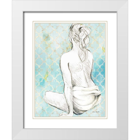 Woman Sitting on Pattern II White Modern Wood Framed Art Print with Double Matting by Loreth, Lanie