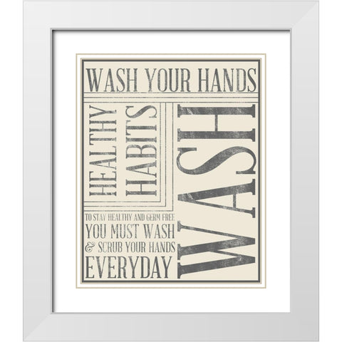 Bath Reminders in Gray III White Modern Wood Framed Art Print with Double Matting by SD Graphics Studio