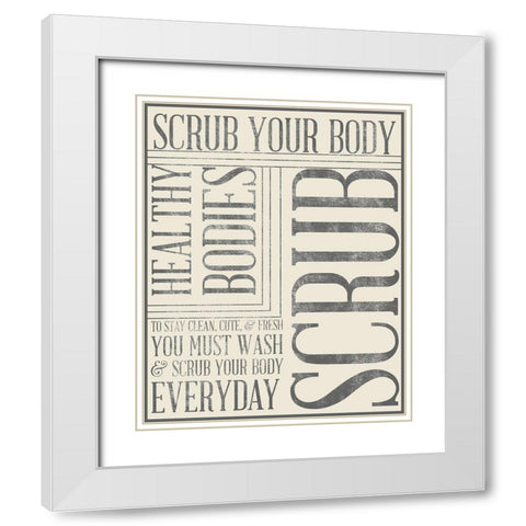 Bath Reminders in Gray II White Modern Wood Framed Art Print with Double Matting by SD Graphics Studio