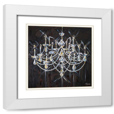 Chandelier II White Modern Wood Framed Art Print with Double Matting by French-Roussia, Heather A.